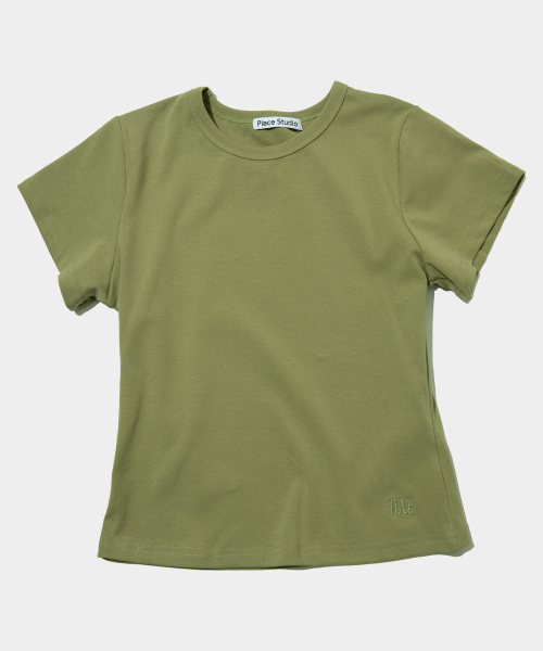 PLACE STUDIO(プレイススタジオ)の「プレイス シンプル ベーシック スリムフィット セミクロップ コットン 半袖Tシャツ _10カラー(Tシャツ/カットソー・レディース・パープル/チャコール/ホワイト/グリーン/レッド/スカイブルー/LIME/ブラック/ブルー/グレー・FREE/MEDIUM/SMALL)」の13枚目の写真
