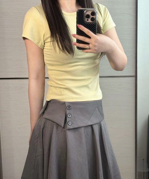 PLACE STUDIO(プレイススタジオ)の「プレイス シンプル ベーシック スリムフィット セミクロップ コットン 半袖Tシャツ _10カラー(Tシャツ/カットソー・レディース・パープル/チャコール/ホワイト/グリーン/レッド/スカイブルー/LIME/ブラック/ブルー/グレー・FREE/MEDIUM/SMALL)」の22枚目の写真