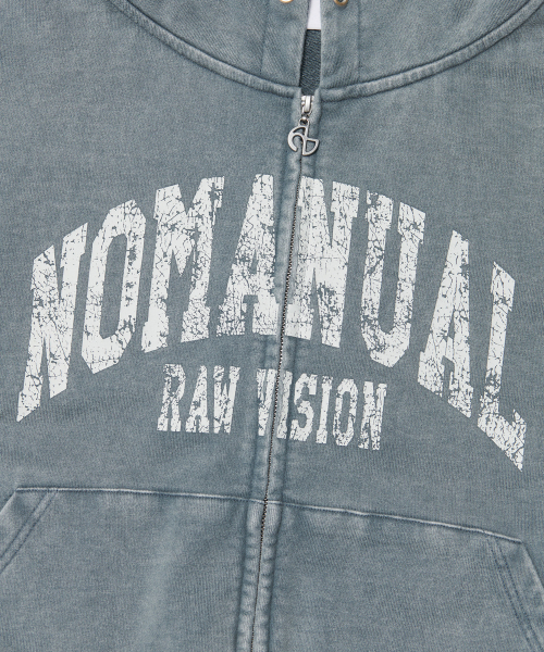 C.A VINTAGE HOODED ZIP-UP - WASHED GRAY（パーカー）｜NOMANUAL