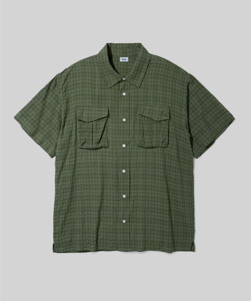 Verdnt(バーダント)の「ボリュームカーゴチェックシャツ【カーキ】(シャツ/ブラウス・レディース・カーキ・MEDIUM/LARGE/SMALL)」の1枚目の写真