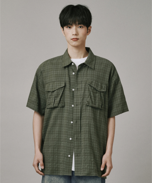 Verdnt(バーダント)の「ボリュームカーゴチェックシャツ【カーキ】(シャツ/ブラウス・レディース・カーキ・MEDIUM/LARGE/SMALL)」の2枚目の写真