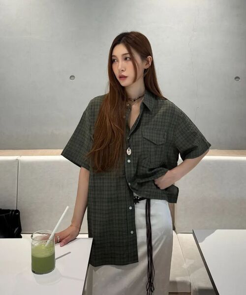 Verdnt(バーダント)の「ボリュームカーゴチェックシャツ【カーキ】(シャツ/ブラウス・レディース・カーキ・MEDIUM/LARGE/SMALL)」の13枚目の写真