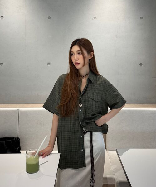 Verdnt(バーダント)の「ボリュームカーゴチェックシャツ【カーキ】(シャツ/ブラウス・レディース・カーキ・MEDIUM/LARGE/SMALL)」の12枚目の写真