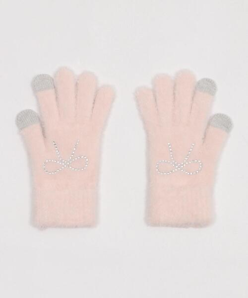WEGO（ウィゴー）の「WEGO/リボンラインストーングローブ（手袋・レディース・サックスブルー/ライトピンク/ブラック・FREE）」の12枚目の写真