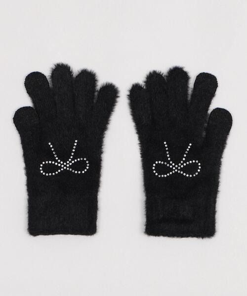 WEGO（ウィゴー）の「WEGO/リボンラインストーングローブ（手袋・レディース・サックスブルー/ライトピンク/ブラック・FREE）」の13枚目の写真