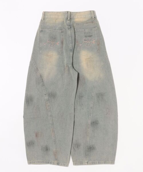 HOOK（フック）の「紐飾り付きウォッシュデニムバルーンパンツ（デニムパンツ・メンズ・ライトブルー・S/L/M）」の2枚目の写真