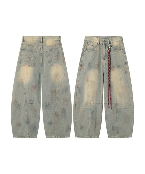 HOOK（フック）の「紐飾り付きウォッシュデニムバルーンパンツ（デニムパンツ・メンズ・ライトブルー・S/L/M）」の16枚目の写真