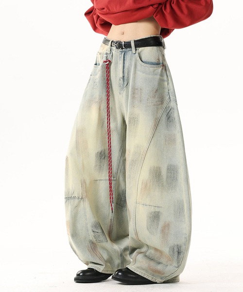 HOOK（フック）の「紐飾り付きウォッシュデニムバルーンパンツ（デニムパンツ・メンズ・ライトブルー・S/L/M）」の17枚目の写真