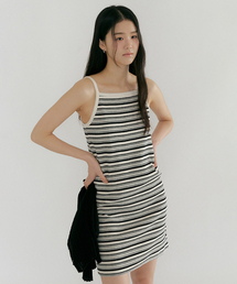LINGSEOUL（リングソウル）の「ribbed stripe sleeveless dress-ivory（ワンピース）」