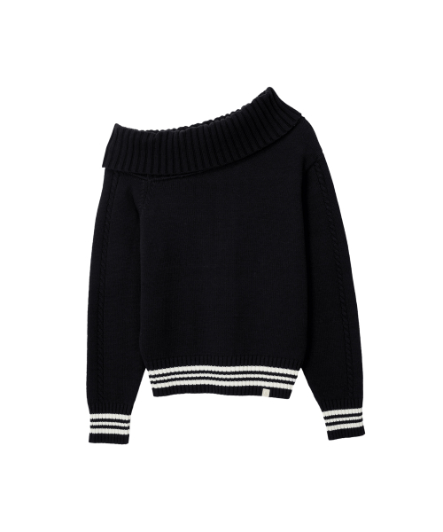 BITTER CELLS（ビターセルズ）の「サリー アンバランス オフショルダー ニット-ブラック（ニット/セーター・レディース・その他・FREE）」の2枚目の写真