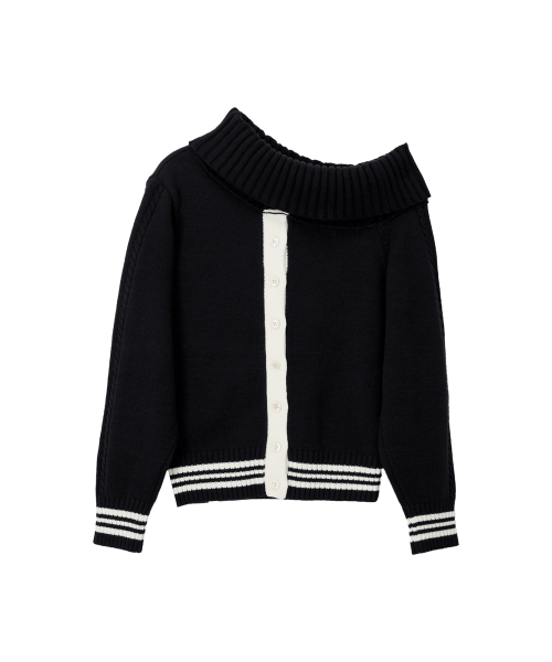 BITTER CELLS（ビターセルズ）の「サリー アンバランス オフショルダー ニット-ブラック（ニット/セーター・レディース・その他・FREE）」の3枚目の写真