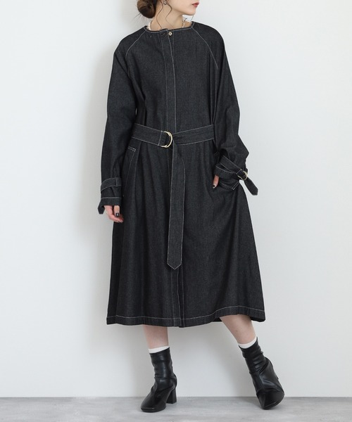 Anna Nicola(アンナニコラ)の「Anna Nicola デニムロングコート(デニムジャケット・レディース・ブラック/インディゴブルー・38)」の2枚目の写真