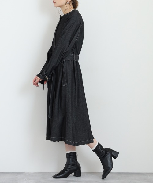 Anna Nicola(アンナニコラ)の「Anna Nicola デニムロングコート(デニムジャケット・レディース・ブラック/インディゴブルー・38)」の14枚目の写真