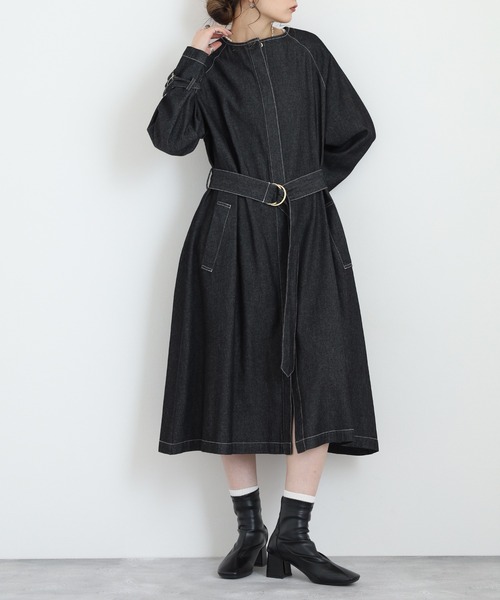 Anna Nicola(アンナニコラ)の「Anna Nicola デニムロングコート(デニムジャケット・レディース・ブラック/インディゴブルー・38)」の13枚目の写真