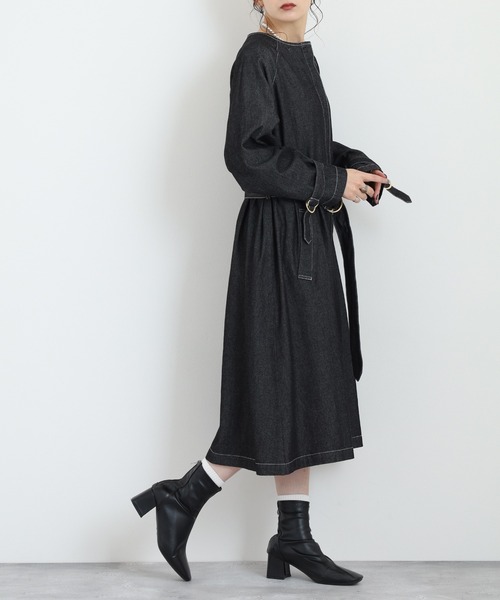 Anna Nicola(アンナニコラ)の「Anna Nicola デニムロングコート(デニムジャケット・レディース・ブラック/インディゴブルー・38)」の16枚目の写真