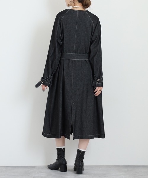 Anna Nicola(アンナニコラ)の「Anna Nicola デニムロングコート(デニムジャケット・レディース・ブラック/インディゴブルー・38)」の15枚目の写真