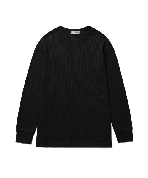 CONNECT KINLOCH(コネクトキンロック)の「ワッフルルーズフィットクルーネック長袖Tシャツ(ブラック)(Tシャツ/カットソー・メンズ・その他・MEDIUM/LARGE/X-LARGE)」の1枚目の写真