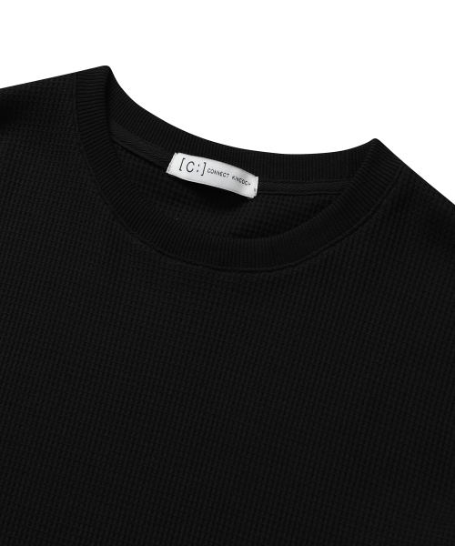 CONNECT KINLOCH(コネクトキンロック)の「ワッフルルーズフィットクルーネック長袖Tシャツ(ブラック)(Tシャツ/カットソー・メンズ・その他・MEDIUM/LARGE/X-LARGE)」の2枚目の写真