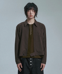 MOO（エムオーオー）の「クロップチェックシャツジャケット - ブラウン（シャツ/ブラウス）」