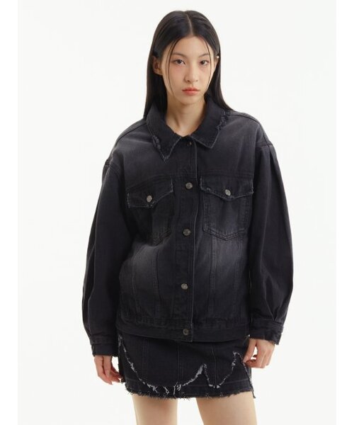 バンディングデニムジャケットブラック