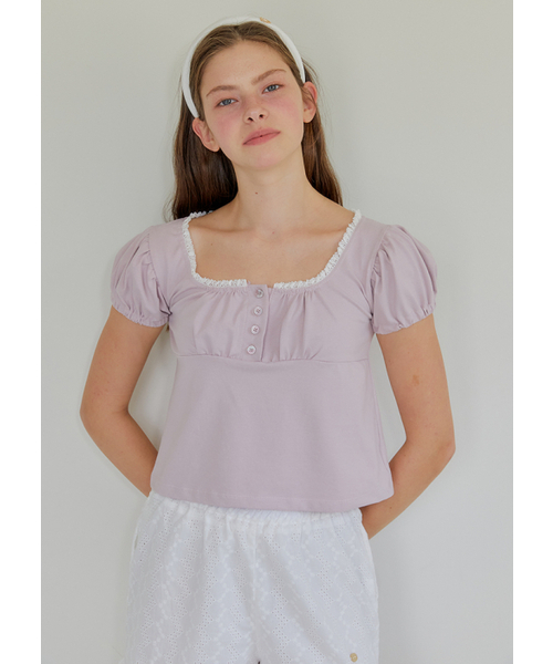 ANOETIC(アノエティック)の「PUFF LACE T-SHIRT_PINK(Tシャツ/カットソー・レディース・ピンク・FREE)」の3枚目の写真