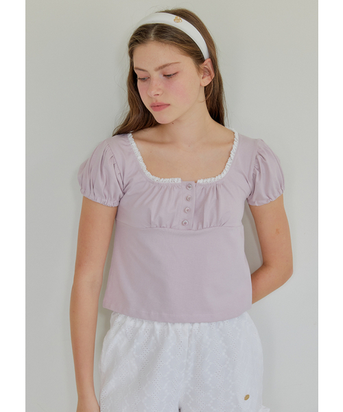 ANOETIC(アノエティック)の「PUFF LACE T-SHIRT_PINK(Tシャツ/カットソー・レディース・ピンク・FREE)」の4枚目の写真
