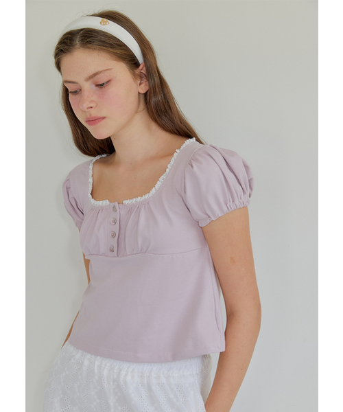 ANOETIC(アノエティック)の「PUFF LACE T-SHIRT_PINK(Tシャツ/カットソー・レディース・ピンク・FREE)」の5枚目の写真