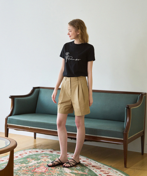 DRAWFIT WOMEN（ドローフィットウーマン）の「フラワーパッチスーピマ半袖Tシャツ[ブラック]（Tシャツ/カットソー・レディース・その他・SMALL/MEDIUM）」の9枚目の写真