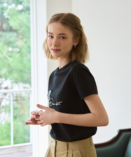 DRAWFIT WOMEN（ドローフィットウーマン）の「フラワーパッチスーピマ半袖Tシャツ[ブラック]（Tシャツ/カットソー・レディース・その他・SMALL/MEDIUM）」の10枚目の写真