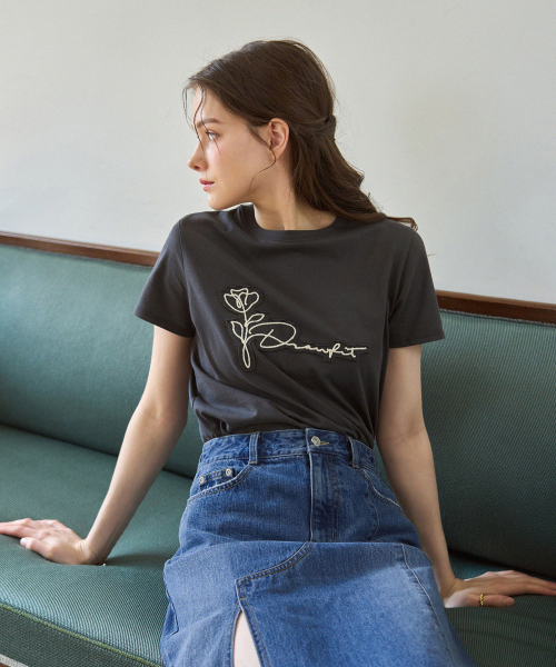DRAWFIT WOMEN（ドローフィットウーマン）の「フラワーパッチスーピマ半袖Tシャツ[ブラック]（Tシャツ/カットソー・レディース・その他・SMALL/MEDIUM）」の13枚目の写真