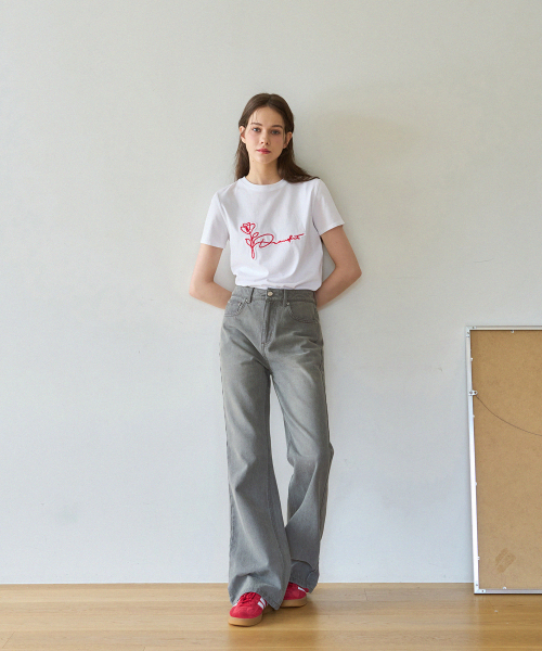 DRAWFIT WOMEN（ドローフィットウーマン）の「フラワーパッチスーピマ半袖Tシャツ[ブラック]（Tシャツ/カットソー・レディース・その他・SMALL/MEDIUM）」の5枚目の写真