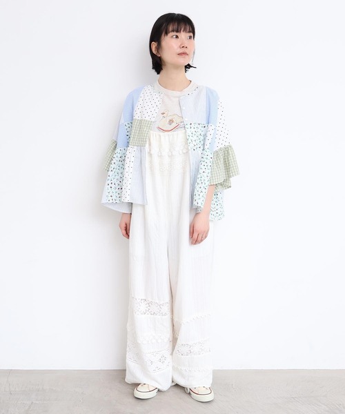 l'atelier du savon（アトリエドサボン）の「little garden パッチワークブラウス（シャツ/ブラウス・レディース・サックスブルー/ブラック・FREE）」の8枚目の写真