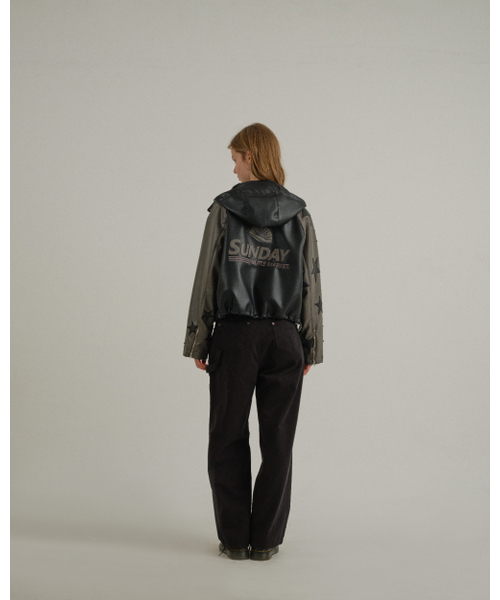 SUNDAY FRUIT MARKET（サンデーフルーツマーケット）の「W) STAR FAUX LEATHER JACKET BLACK（ライダースジャケット・レディース・その他・SMALL/MEDIUM）」の7枚目の写真