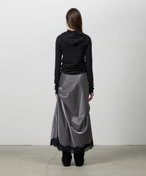 THREE TO EIGHTY（スリートゥエイティー）の「LACE SHIRRING LONG SKIRT CHARCOAL（スカート・レディース・その他・SMALL/MEDIUM）」の3枚目の写真