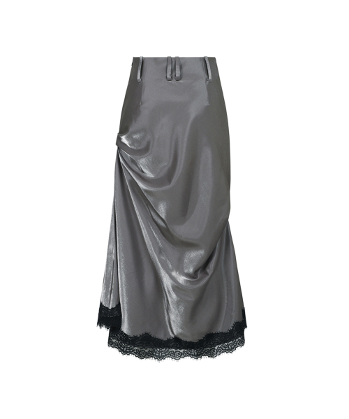THREE TO EIGHTY（スリートゥエイティー）の「LACE SHIRRING LONG SKIRT CHARCOAL（スカート・レディース・その他・SMALL/MEDIUM）」の4枚目の写真
