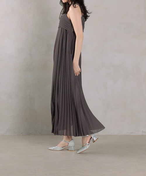 Kana(カナ)の「プリ―ツ Aライン ワンピース ジレ ジャケット 2点セット 結婚式 パーティー ドレス オケージョンドレス お呼ばれワンピース(ドレス・レディース・モカ/ブルー/チャコールグレー・M)」の11枚目の写真