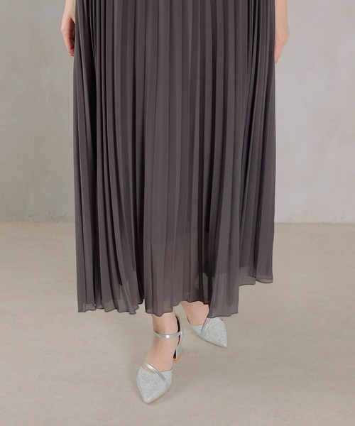 Kana(カナ)の「プリ―ツ Aライン ワンピース ジレ ジャケット 2点セット 結婚式 パーティー ドレス オケージョンドレス お呼ばれワンピース(ドレス・レディース・モカ/ブルー/チャコールグレー・M)」の15枚目の写真