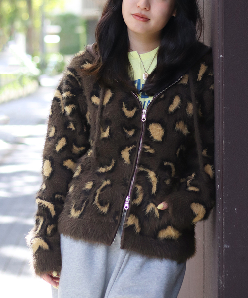 JOINT WORKS（ジョイントワークス）の「フェザーヤーンZIPフーディ（ニット/セーター・レディース・チャコールグレー/ブラウン・FREE）」の2枚目の写真