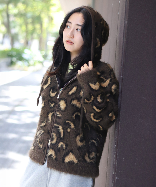 JOINT WORKS（ジョイントワークス）の「フェザーヤーンZIPフーディ（ニット/セーター・レディース・チャコールグレー/ブラウン・FREE）」の6枚目の写真