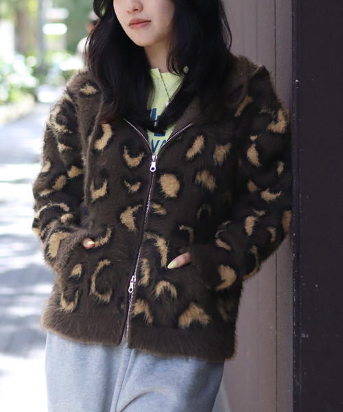 JOINT WORKS（ジョイントワークス）の「フェザーヤーンZIPフーディ（ニット/セーター・レディース・チャコールグレー/ブラウン・FREE）」の7枚目の写真