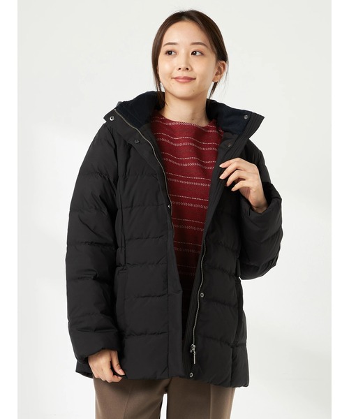 ダークグレーネイビー フード付きダウンジャケット 膝丈 ミドル ダウンコート｜ジャケット/アウター｜【WINTER SALE開催中】NOLLEY'S