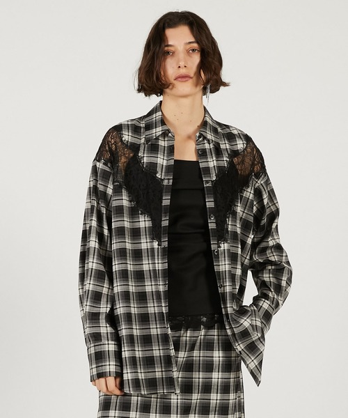 PRANK PROJECT（プランクプロジェクト）の「【2026Spring Pre-Order】レースコンビシャツ / Lace Combination Dress（シャツ/ブラウス・レディース・ブラック/マルチ/ホワイト・FREE）」の3枚目の写真