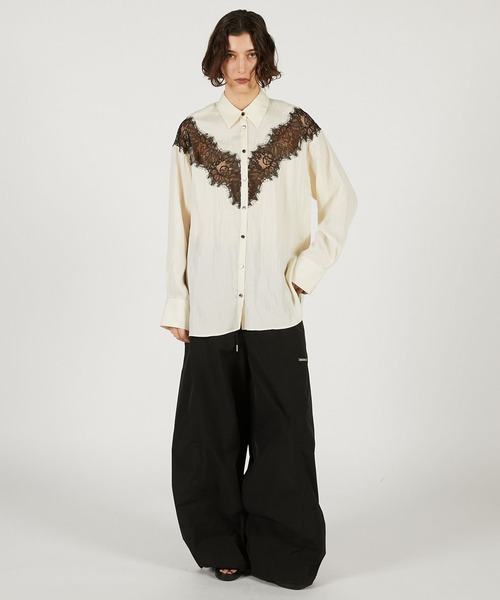 PRANK PROJECT（プランクプロジェクト）の「【2026Spring Pre-Order】レースコンビシャツ / Lace Combination Dress（シャツ/ブラウス・レディース・ブラック/マルチ/ホワイト・FREE）」の5枚目の写真