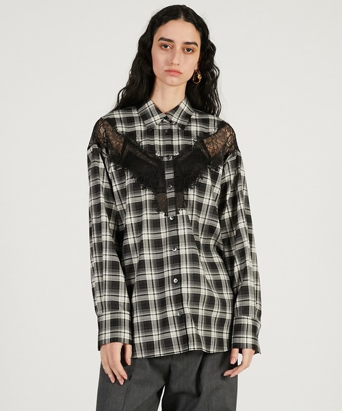 PRANK PROJECT（プランクプロジェクト）の「【2026Spring Pre-Order】レースコンビシャツ / Lace Combination Dress（シャツ/ブラウス・レディース・ブラック/マルチ/ホワイト・FREE）」の19枚目の写真