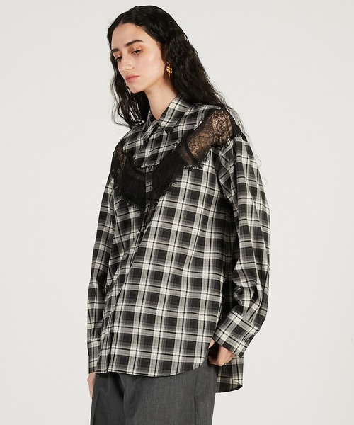 PRANK PROJECT（プランクプロジェクト）の「【2026Spring Pre-Order】レースコンビシャツ / Lace Combination Dress（シャツ/ブラウス・レディース・ブラック/マルチ/ホワイト・FREE）」の20枚目の写真