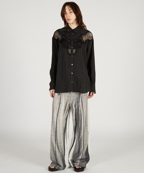 PRANK PROJECT（プランクプロジェクト）の「【2026Spring Pre-Order】レースコンビシャツ / Lace Combination Dress（シャツ/ブラウス・レディース・ブラック/マルチ/ホワイト・FREE）」の6枚目の写真