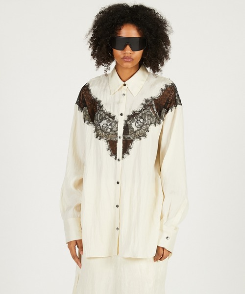 PRANK PROJECT（プランクプロジェクト）の「【2026Spring Pre-Order】レースコンビシャツ / Lace Combination Dress（シャツ/ブラウス・レディース・ブラック/マルチ/ホワイト・FREE）」の10枚目の写真