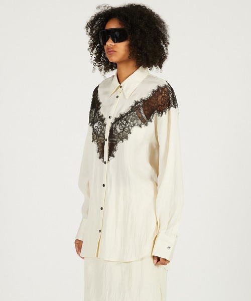 PRANK PROJECT（プランクプロジェクト）の「【2026Spring Pre-Order】レースコンビシャツ / Lace Combination Dress（シャツ/ブラウス・レディース・ブラック/マルチ/ホワイト・FREE）」の11枚目の写真