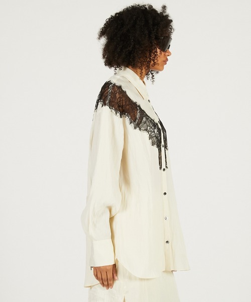 PRANK PROJECT（プランクプロジェクト）の「【2026Spring Pre-Order】レースコンビシャツ / Lace Combination Dress（シャツ/ブラウス・レディース・ブラック/マルチ/ホワイト・FREE）」の13枚目の写真