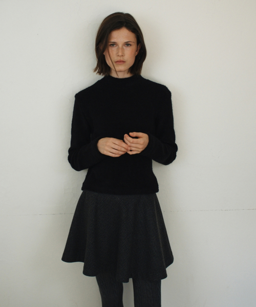 PREPPY CHECK WOOL SKIRT CHARCOAL